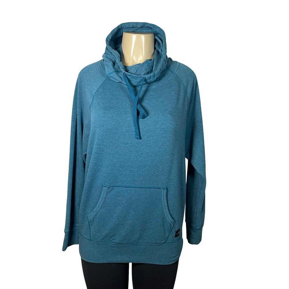 The North Face Womens Cowl Neck Hoodie Teal Blue Pullover Sweatshirt Medium